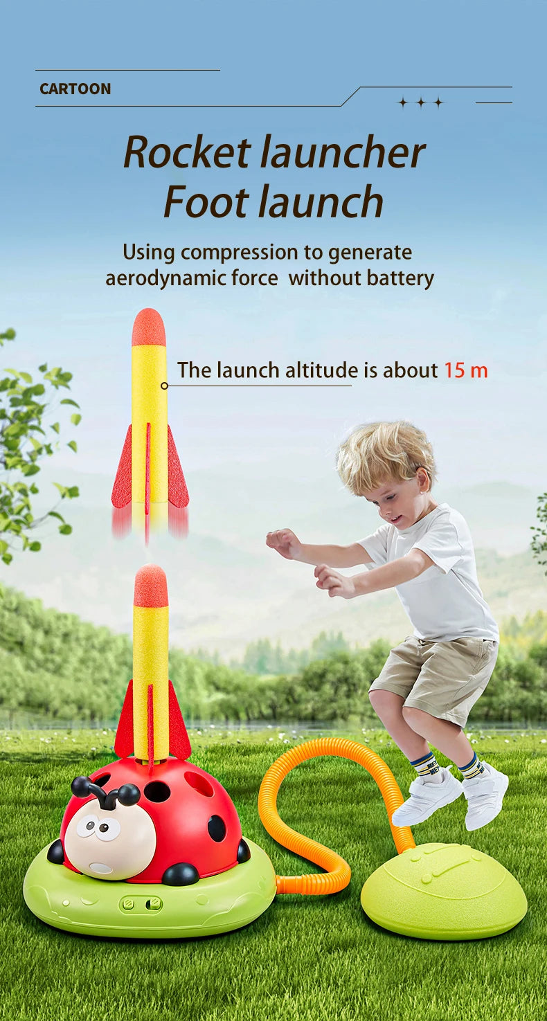 Jump And Toss Toy 3 in 1 Ladybug Multifunction Exercise Machine Ferrule Jump Rocket Launcher Sports Game Outdoor Educational Toy