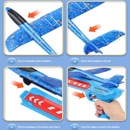 Glow Fly Airplane Launcher Toys Light Birthday Gifts for Boys Girls