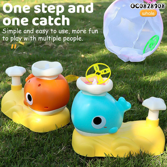 Hot selling pedal catch whale outdoor kids flying disc launcher training toy