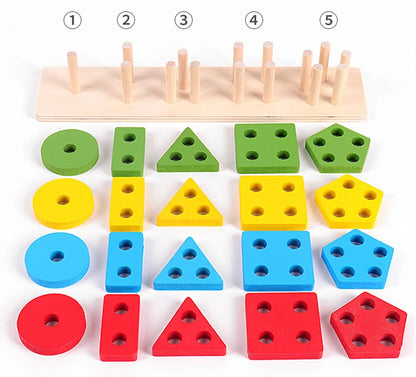 Montessori Wooden Stacking and Sorting Toy Educational Shape