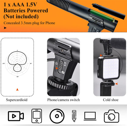 Vlogging Kit Accessories for Mobile Phone DSLR Camera Video Recording