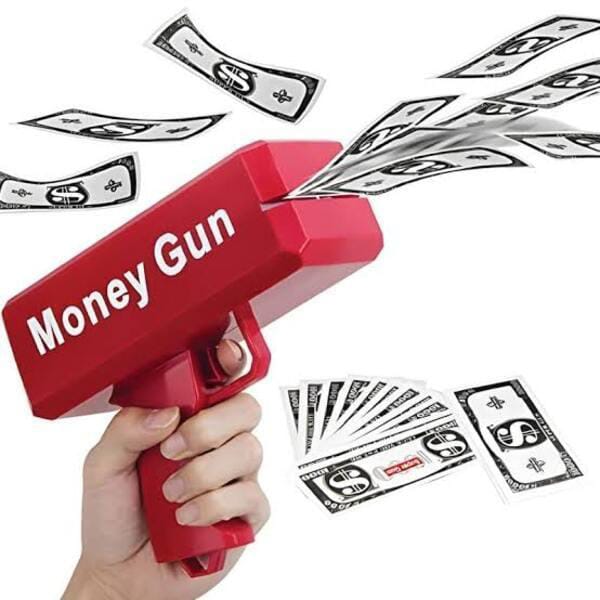 Money Gun with 100 Pcs Play Cash